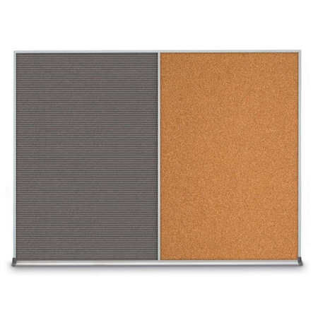 United Visual Products Triple Door Radius Plus Corkboard, 72" x UV8005PLUS-SATIN-DBURGU